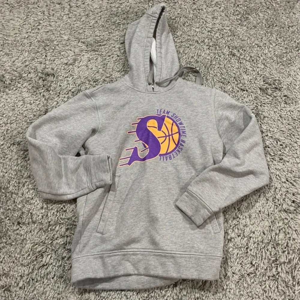 Adidas Team Showtime Basketball Hoodie Mens Small Gray  Pullover Sweatshirt